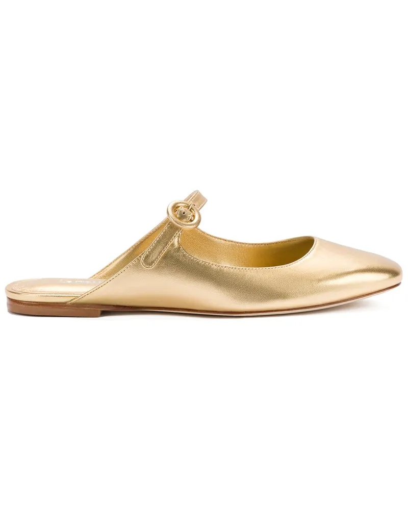 Larroude Blair Leather Flat Mule Metallic