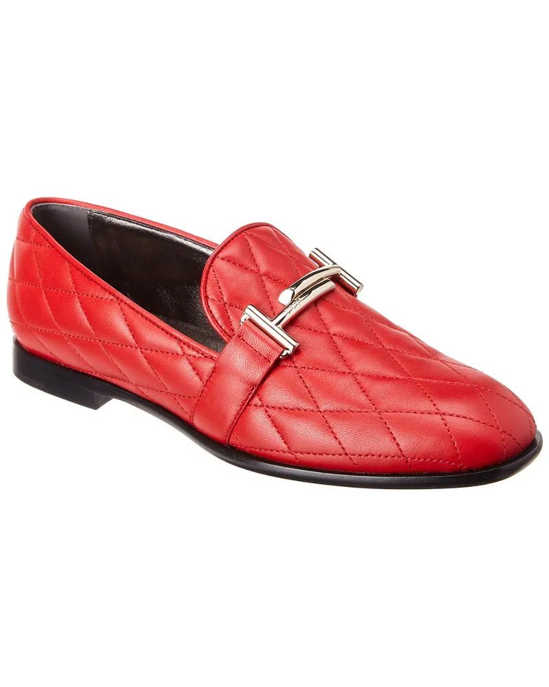 TOD'S TOD’s Double T Quilted Leather Loafer Red
