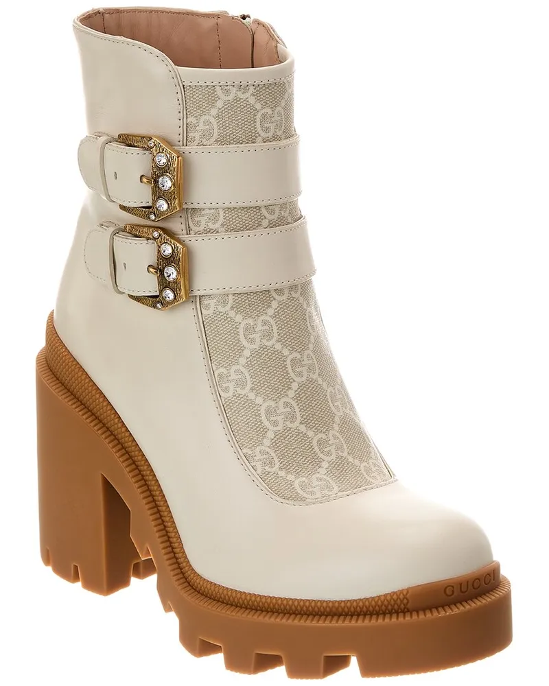 Gucci GG Supreme Canvas & Leather Bootie White