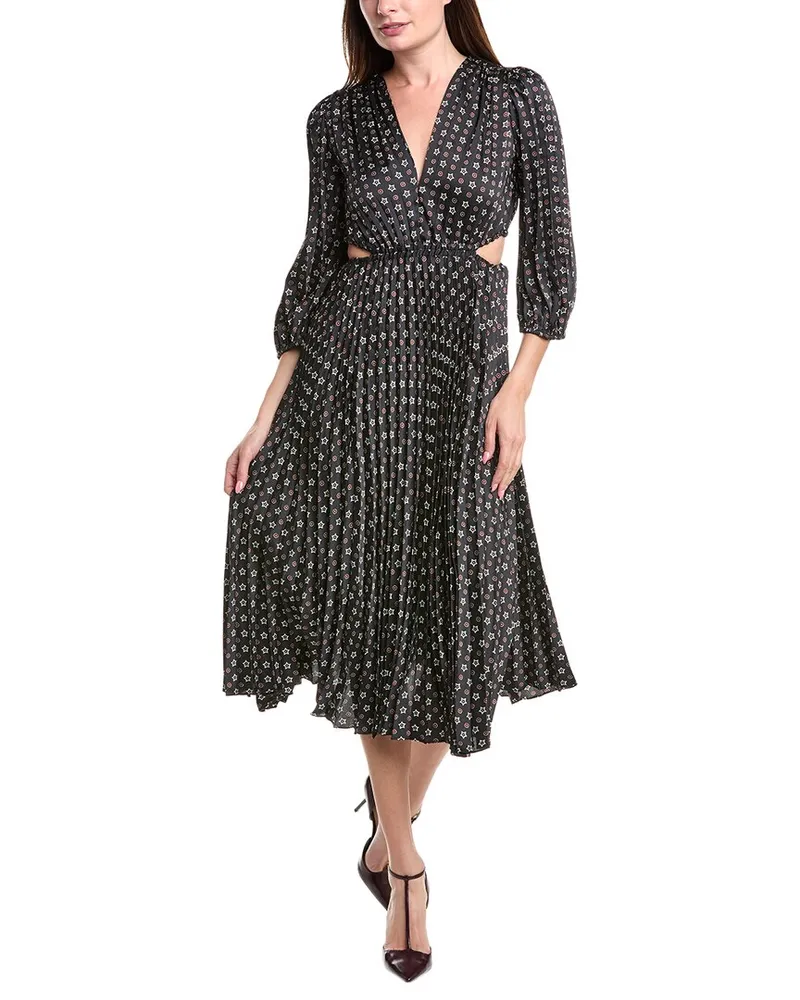 Sandro Pleated Midi Dress Black