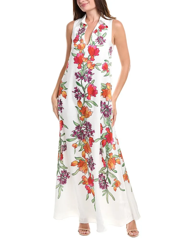 Badgley Mischka Trapeze Shirt Gown White