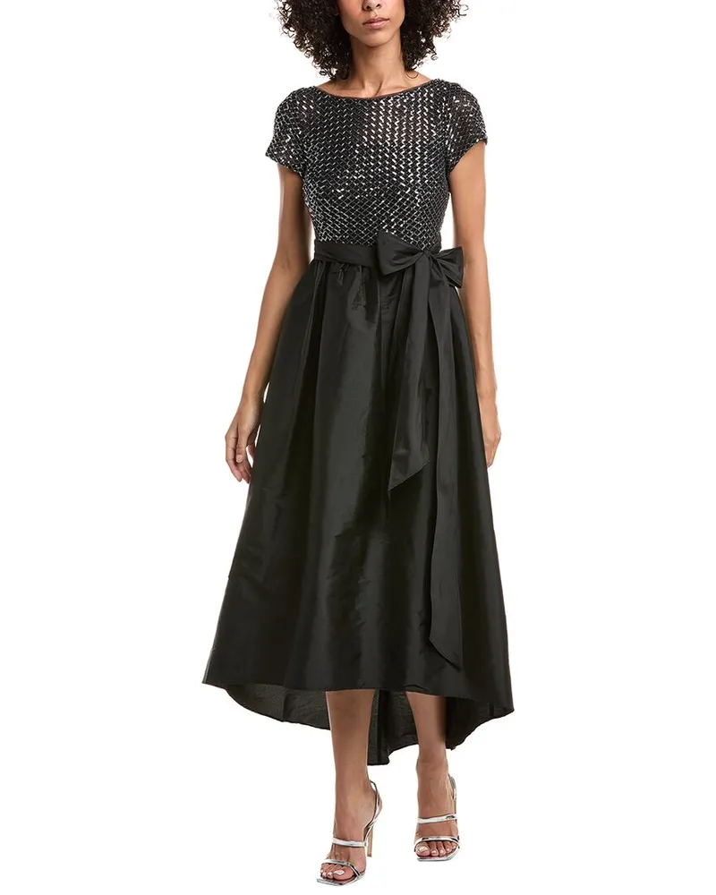 Adrianna Papell High-Low Midi Dress Black