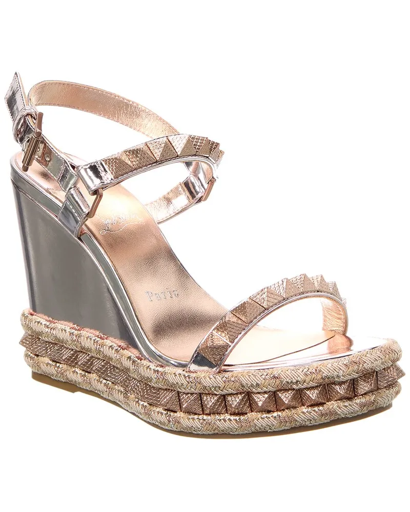 Christian Louboutin Pyraclou 110 Leather Wedge Sandal Nocolor
