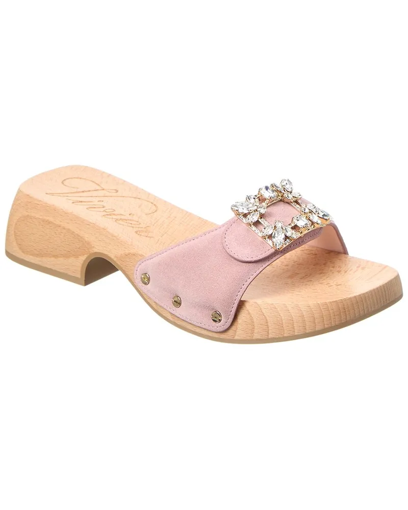 Roger Vivier Viv Clogs Suede Mule Pink