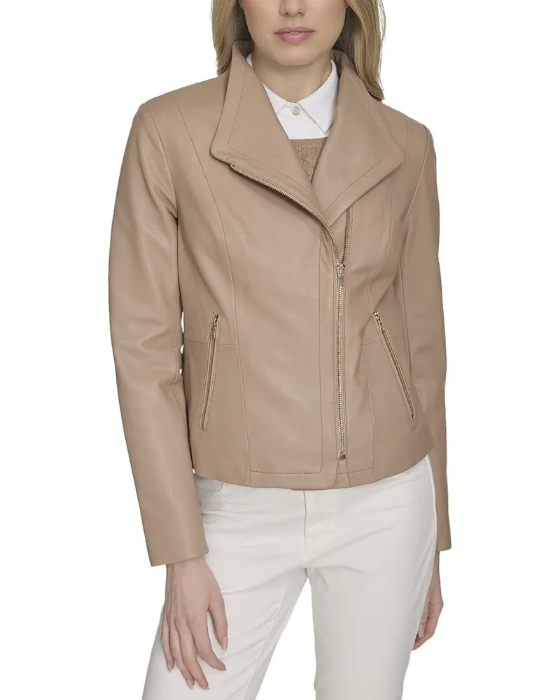 COLE HAAN Classic Butter Leather Jacket Brown