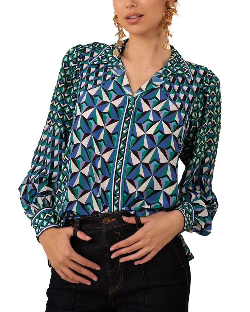 Hale Bob Daleyza Button Down Silk Shirt Nocolor