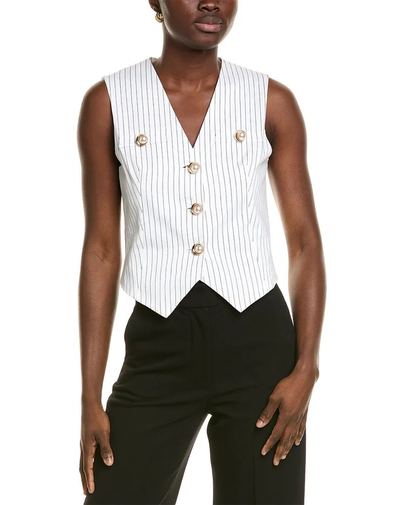 ST. JOHN Pinstripe Vest White
