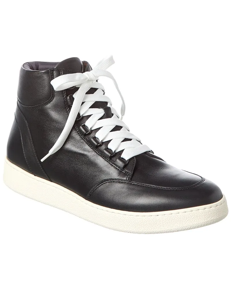 Aquatalia Pete Weatherproof Leather High-Top Sneaker Black
