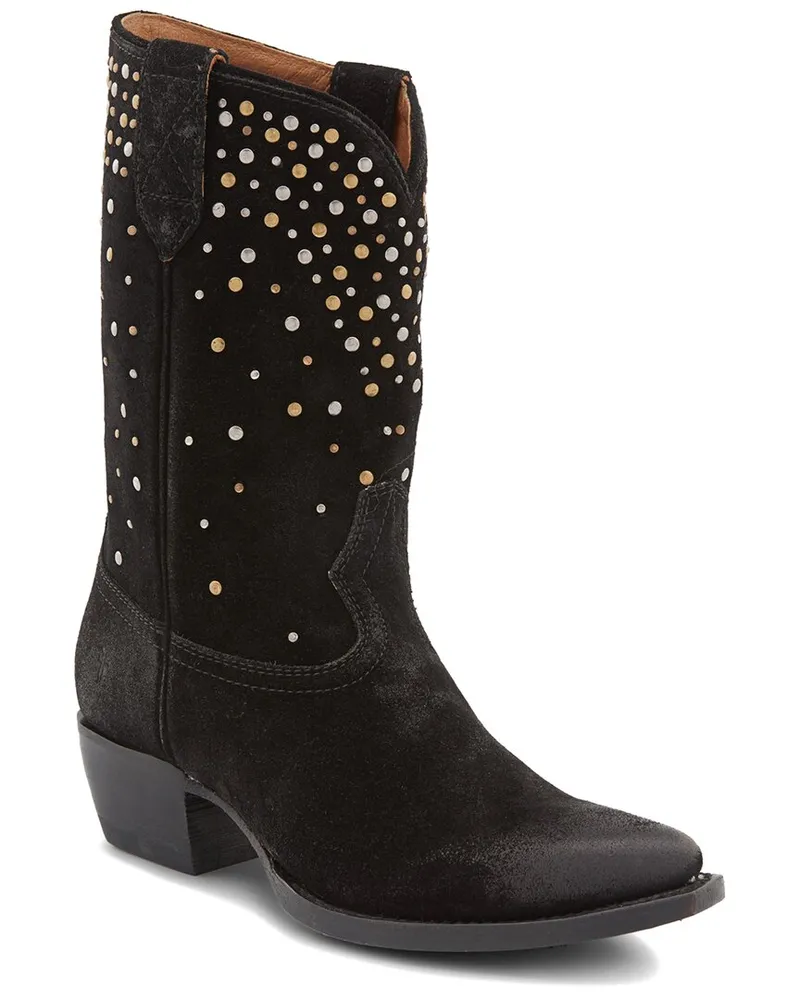 Frye Sacha Mid Stud Suede Boot Black