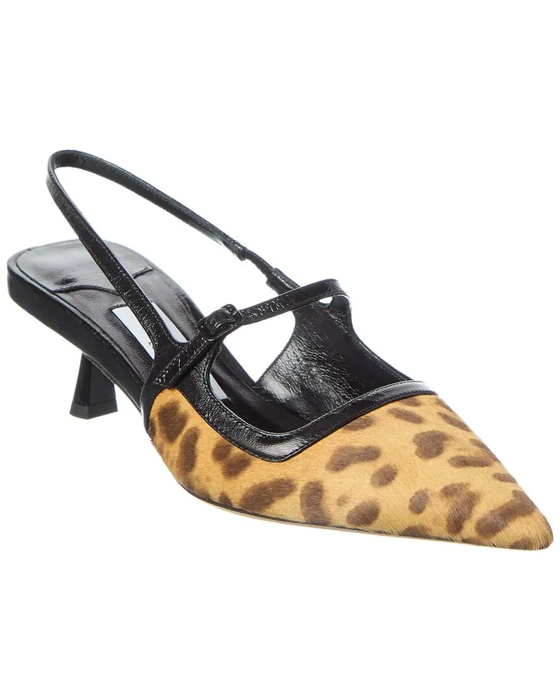 Jimmy Choo 45 Haircalf & Leather Slingback Pump Black