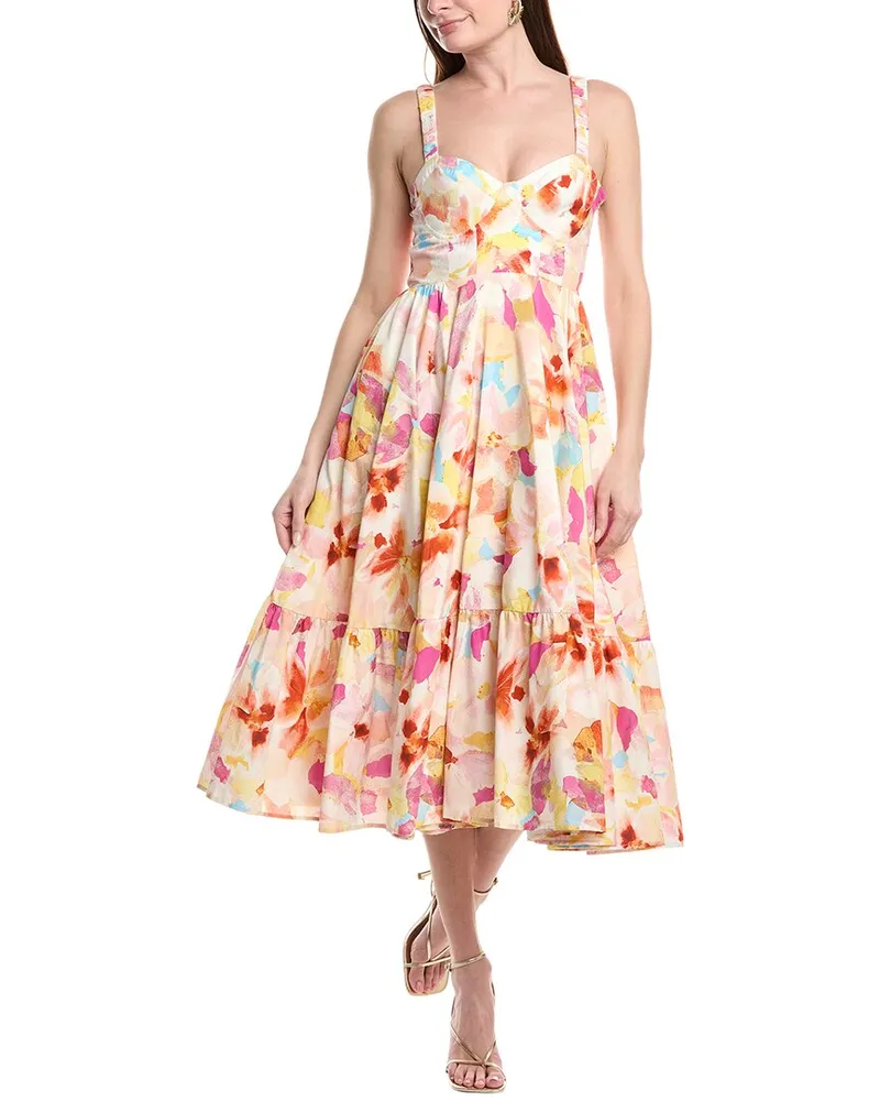 AMUR Kellem Silk-Blend Midi Dress Pink
