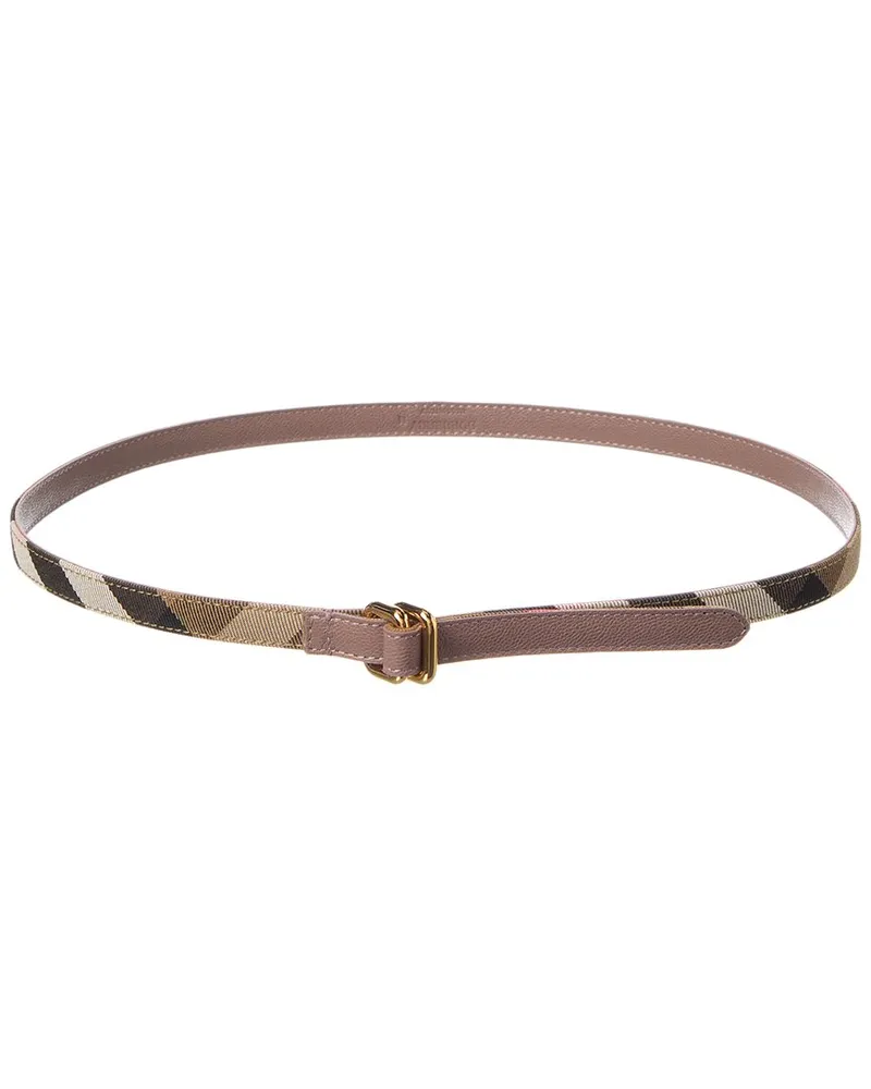 Burberry Check Canvas & Leather Belt Brown