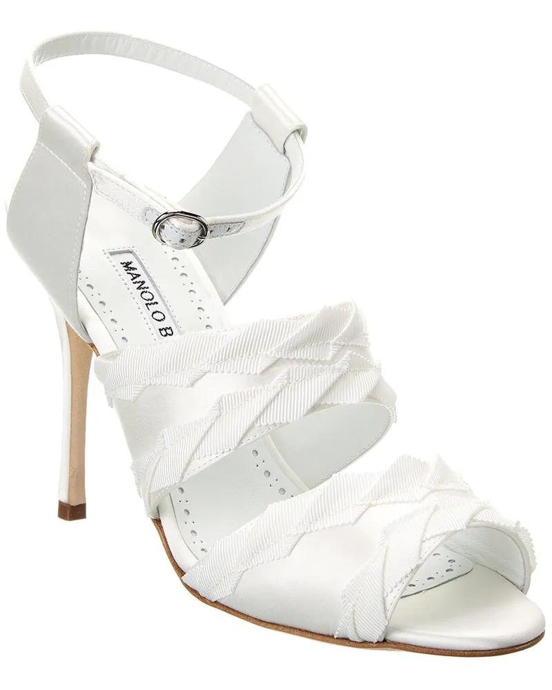Manolo Blahnik Janada 105 Satin Sandal White