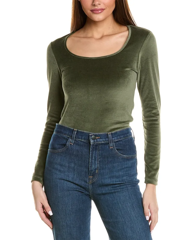 James Perse Square Neck Top Green