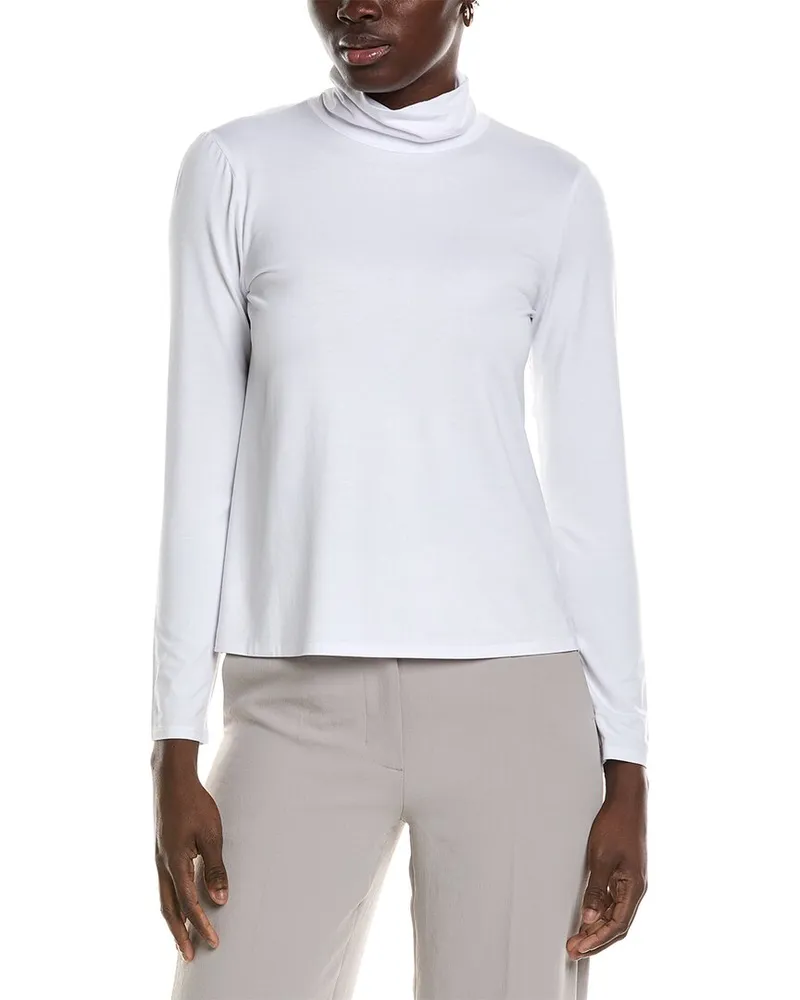 Eileen Fisher Scrunch Neck Top White