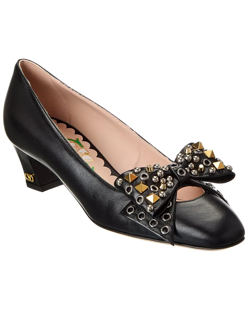 Valentino Garavani Bowow 45 Leather Pump Black
