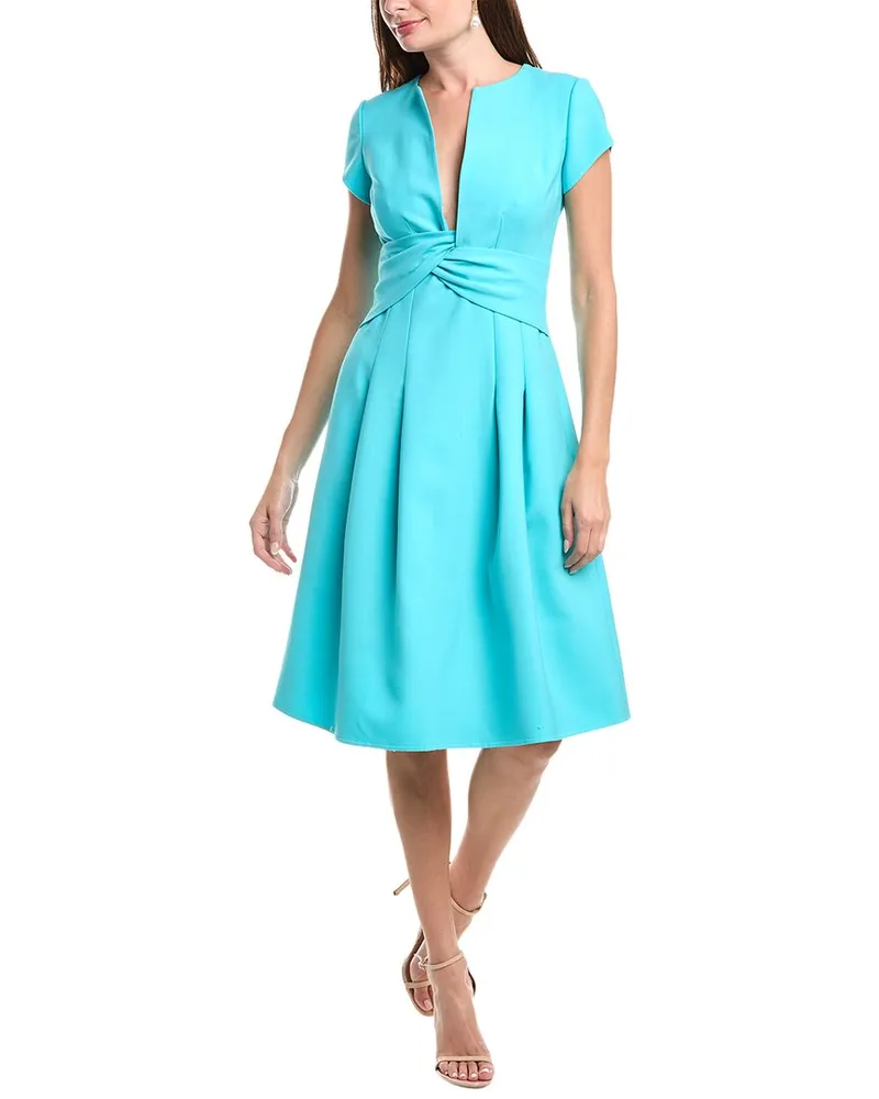 Oscar de la Renta Wool-Blend Mini Dress Blue