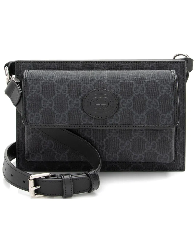 Gucci Black, Grey Coated Canvas & Leather Flap Pocket Belt Bag (Authentic Pre-  Loved Nocolor