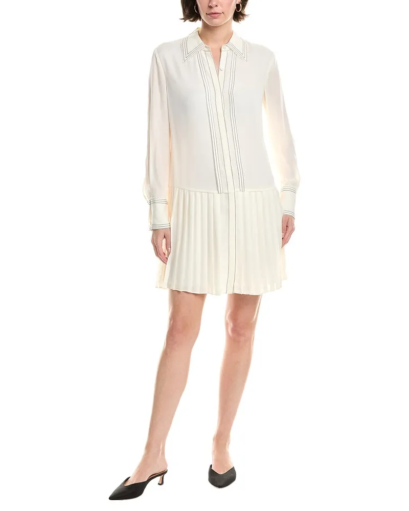 Rebecca Taylor Pleated Silk Mini Dress White
