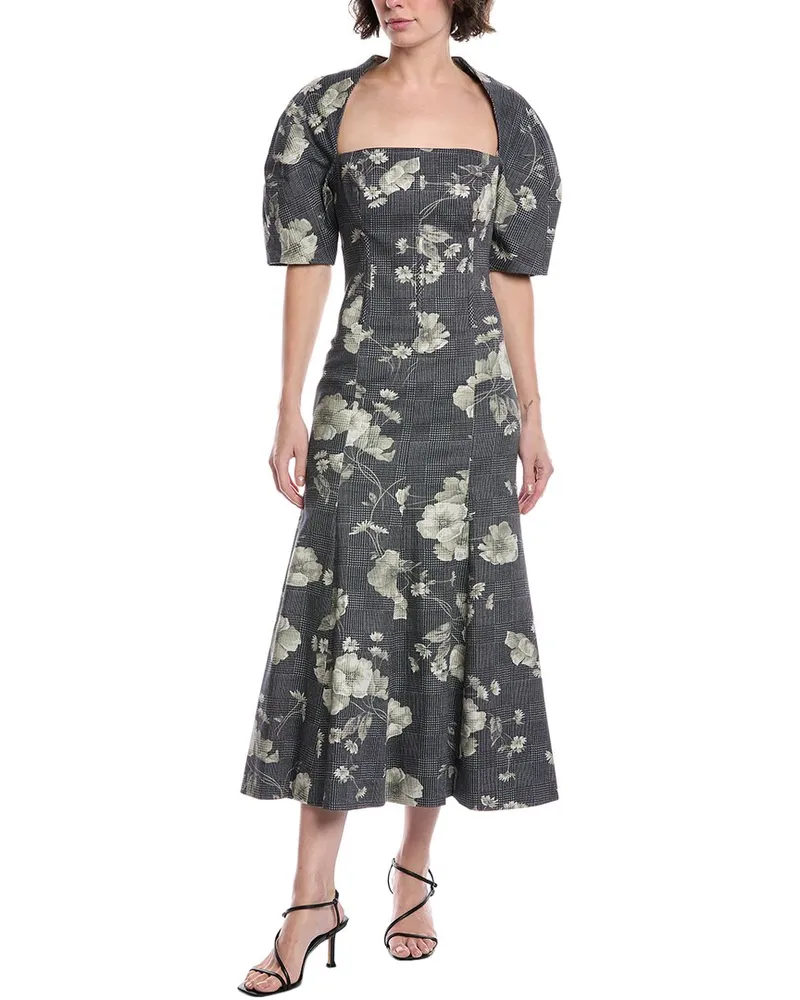 Lela Rose Boned Waist Midi Dress Black