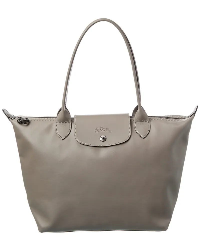 Longchamp Le Pliage Xtra Medium Leather Tote Grey