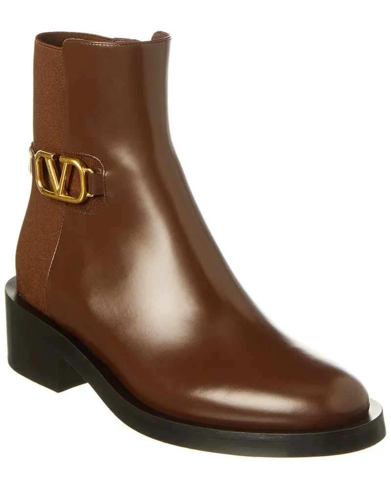 Valentino Garavani VLogo Signature Leather Boot Brown