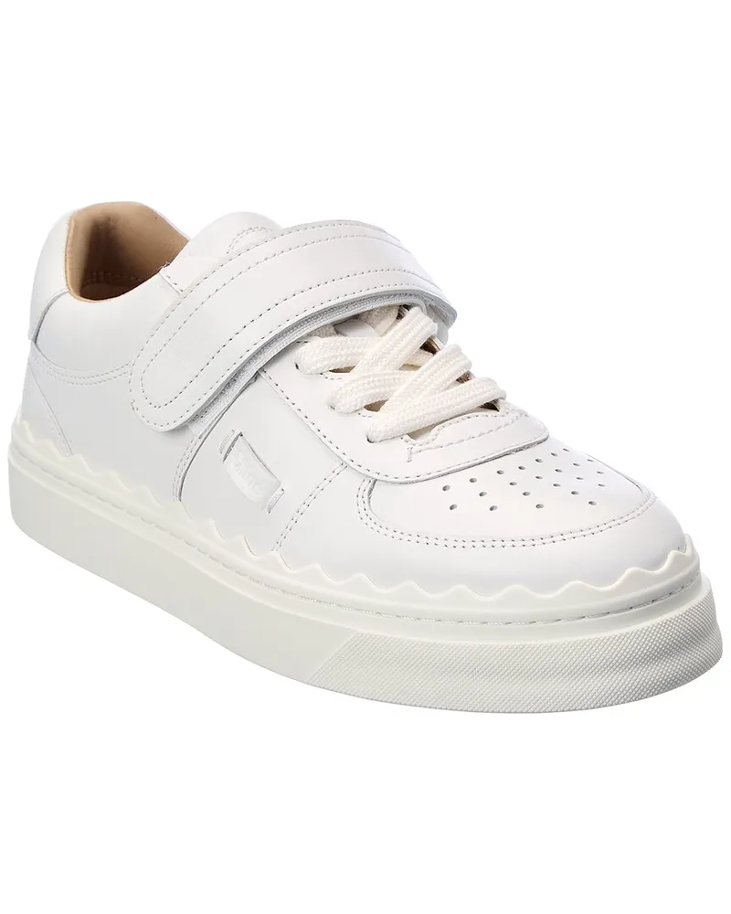 Chloé Lauren Scalloped Leather Sneaker White