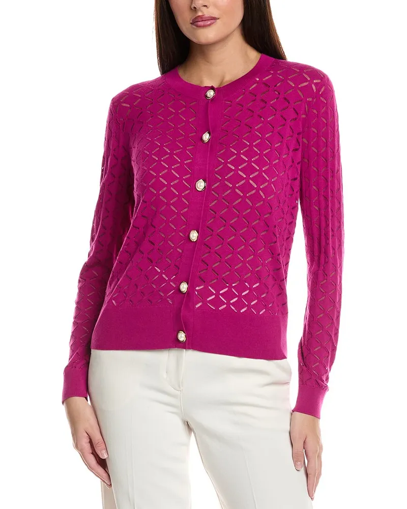 ST. JOHN Float Knit Cardigan Purple