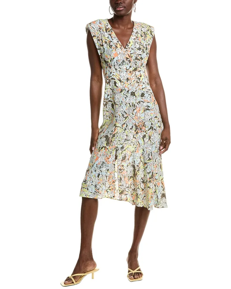Equipment V-Neck Silk Midi Dress Green