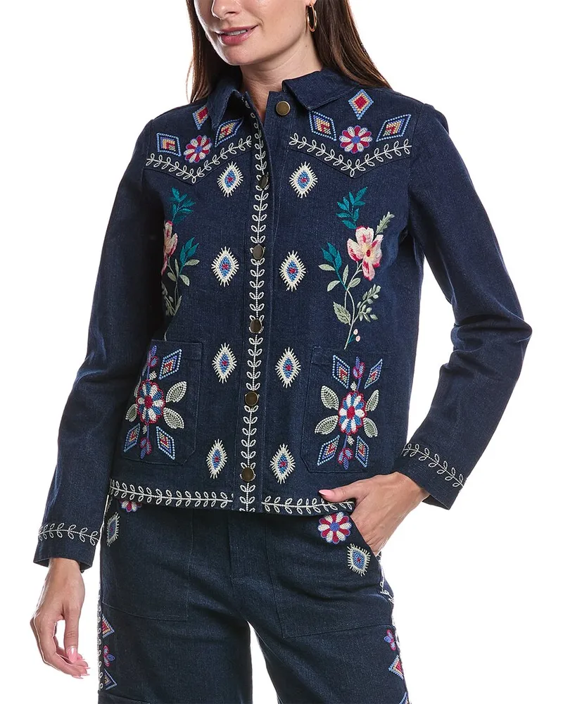 Johnny Was Western Worker Jacket Blue