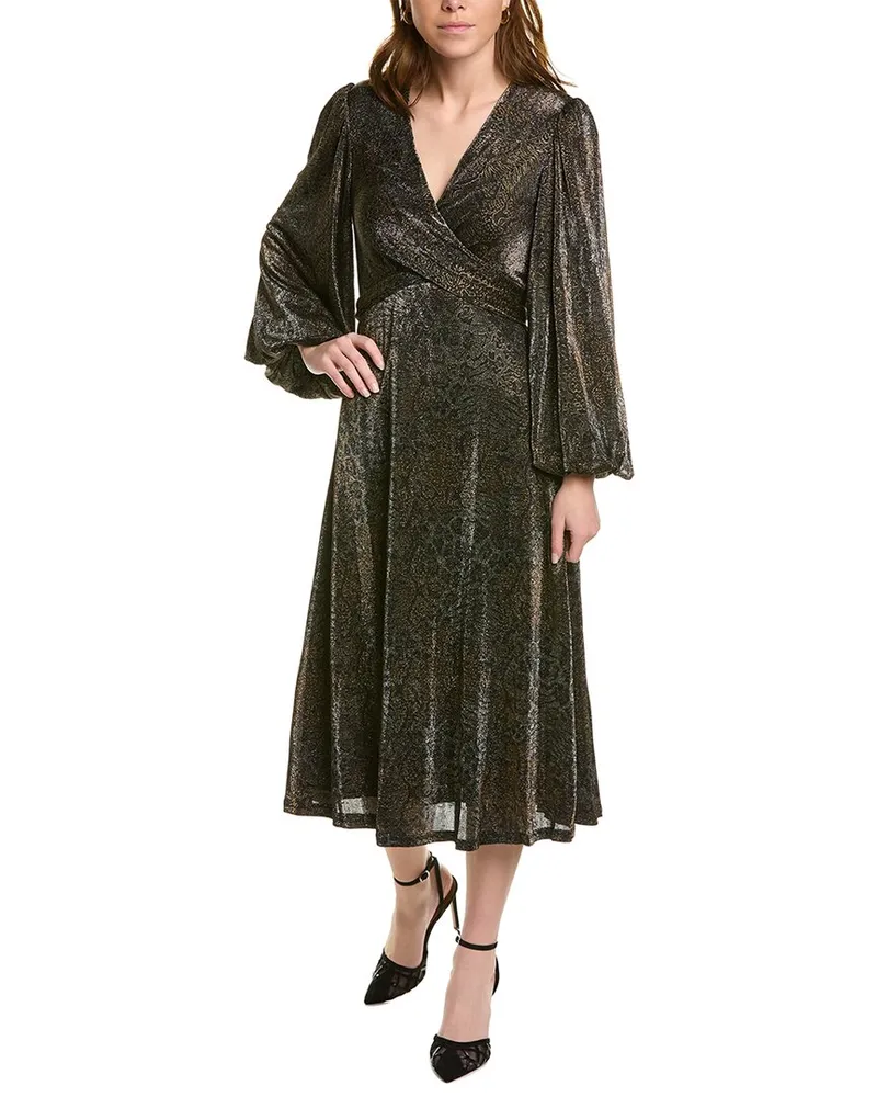 Traffic People Faltering Midi Dress Metallic