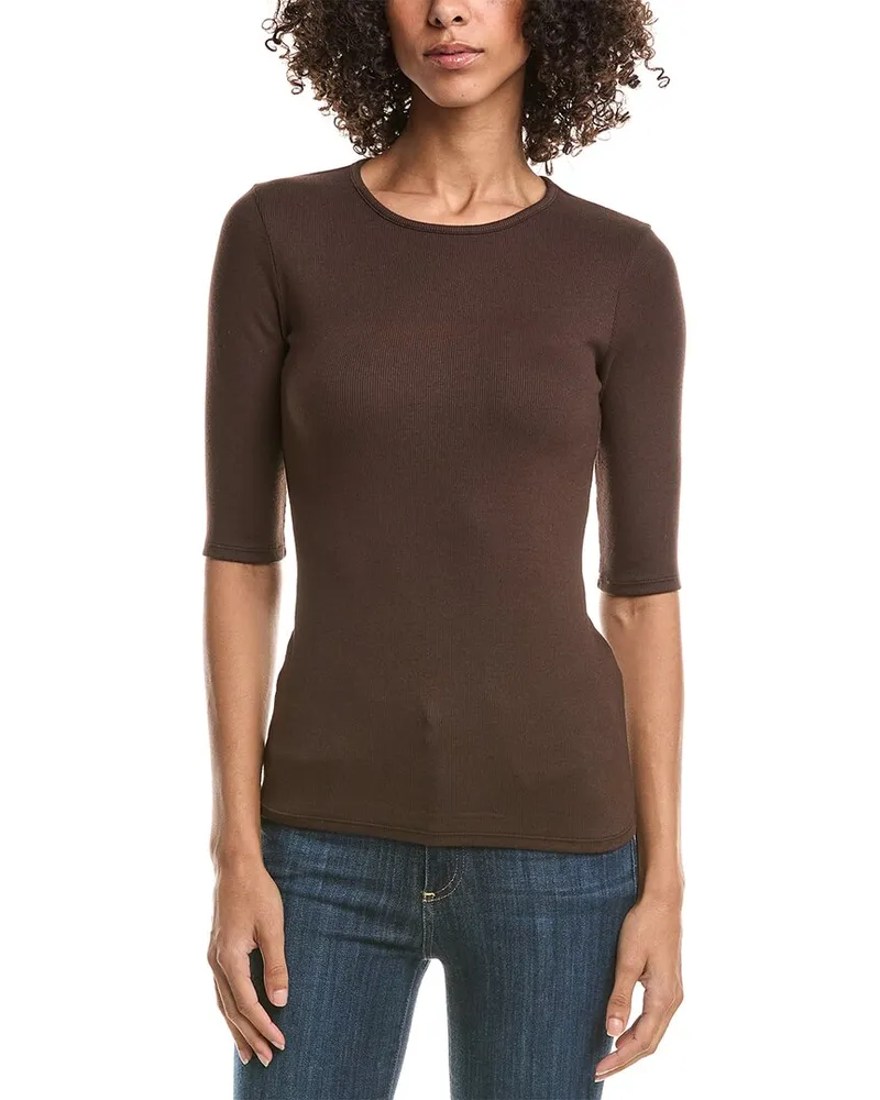 Michael Stars Tara Slim Crewneck Top Brown