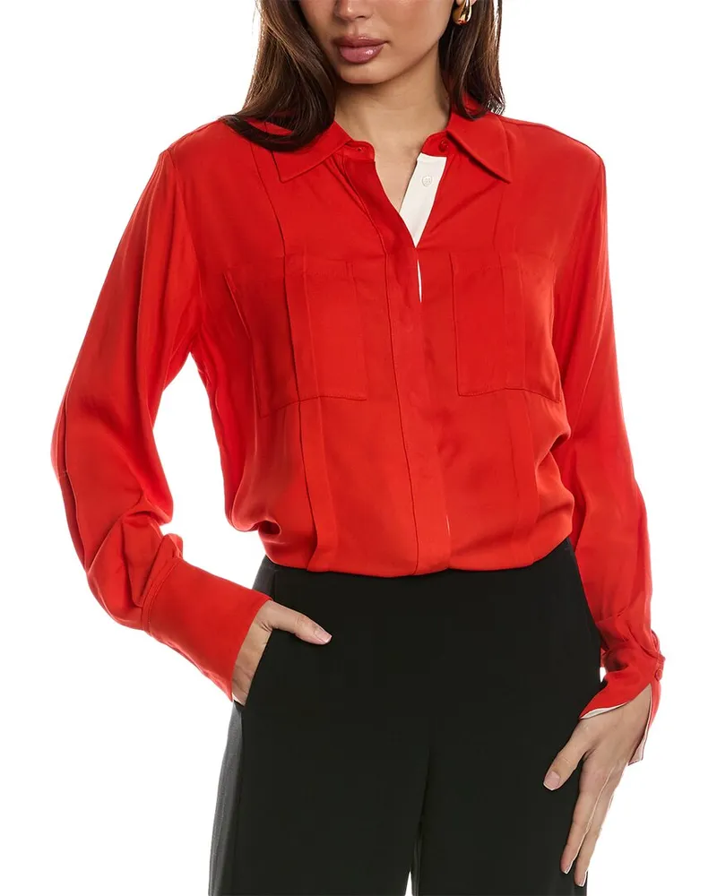 Reiss Rose Color Block Shirt Red