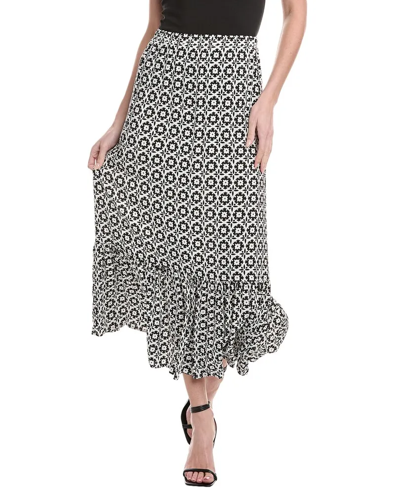 Vince Camuto Ruffle Bottom Midi Skirt White