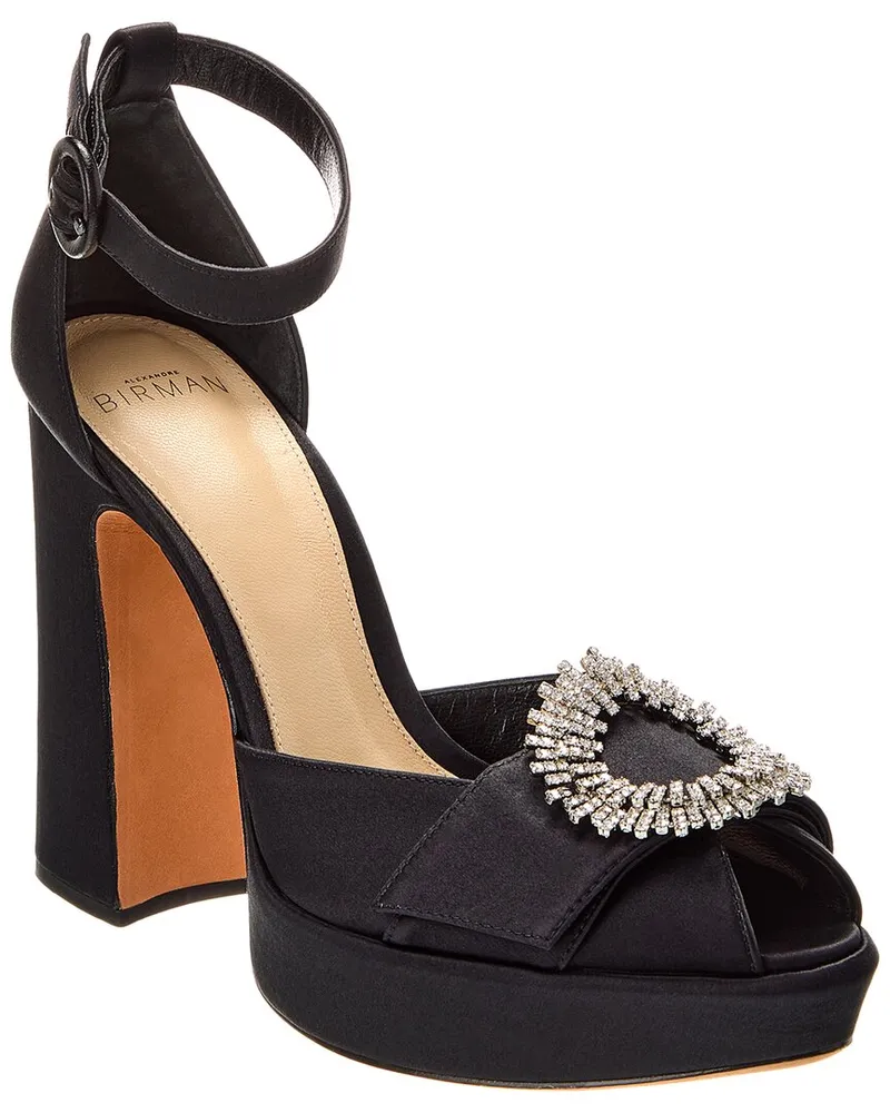 Alexandre Birman Madelina Curve 120 Satin Platform Pump Black