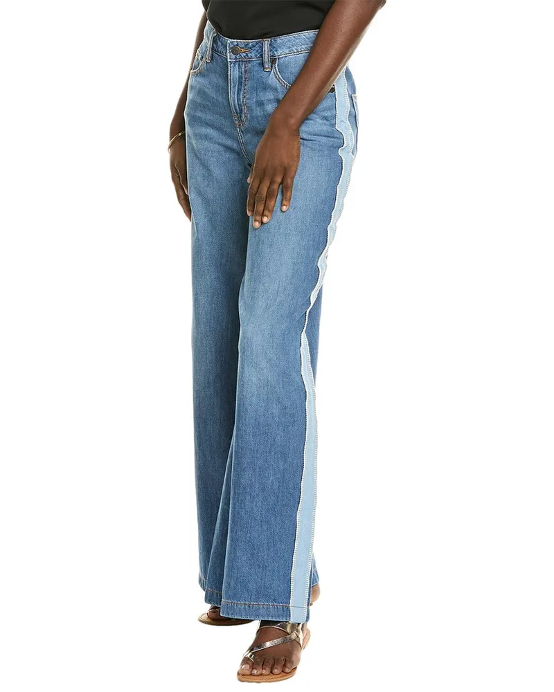 Johnny Was Blanket Stitch Medium Wash Relaxed Fit Jean Blue