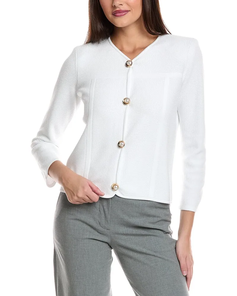 ST. JOHN Stretch Pique Knit Jacket White