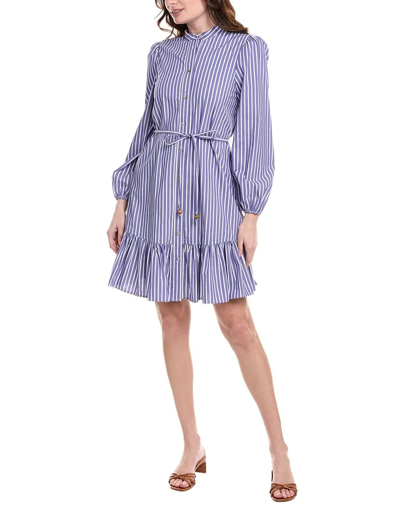 Nicole Miller Penny Poplin Shirtdress Blue