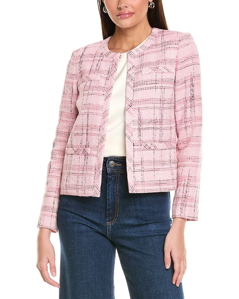 ST. JOHN Prince Of Whales Plaid Jacket Pink