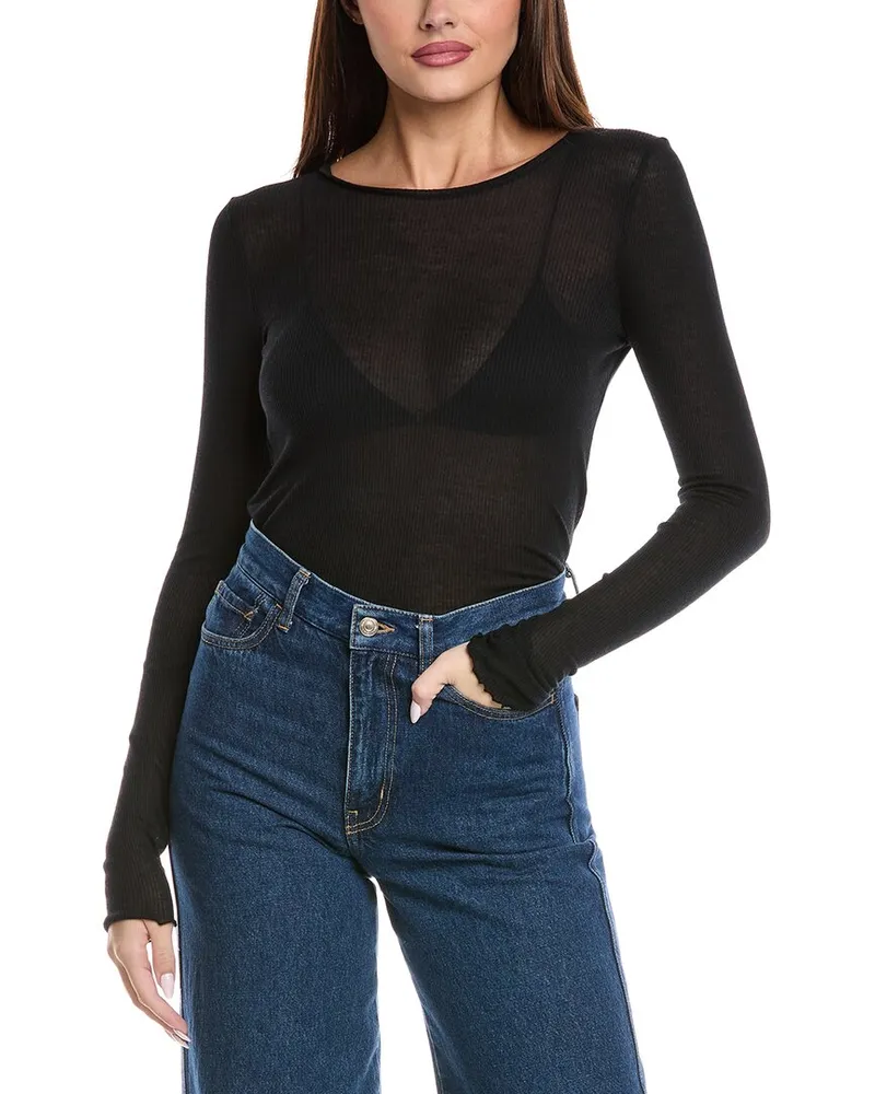 Majestic Cashmere-Blend Top Black
