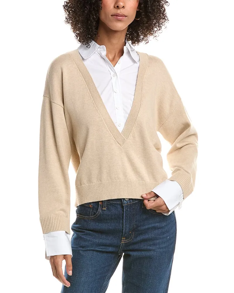 Derek Lam Rida Mixed Media Sweater White