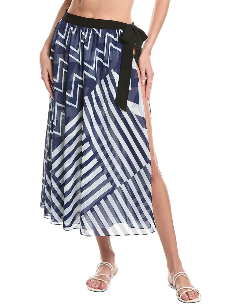Milly Patchwork Chevron Skirt Blue