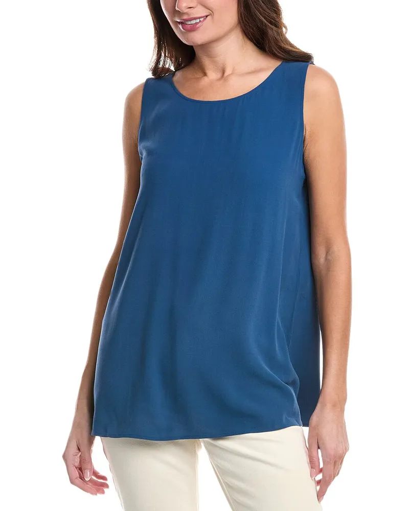 Eileen Fisher Sleeveless Silk Tunic Tank Nocolor