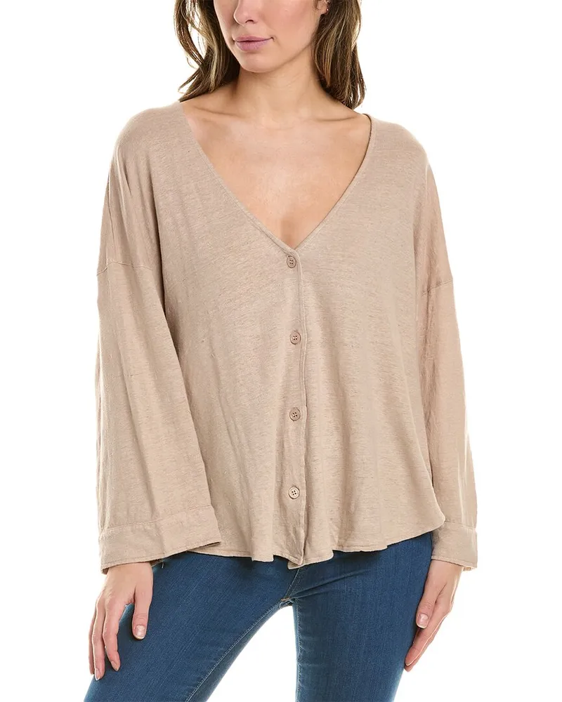 Majestic Linen-Blend Top Beige