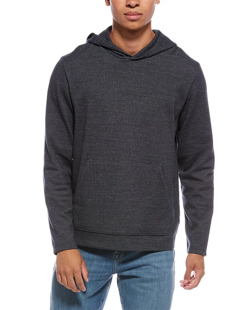 Vince Cross Hatch Birdseye Hoodie Blue