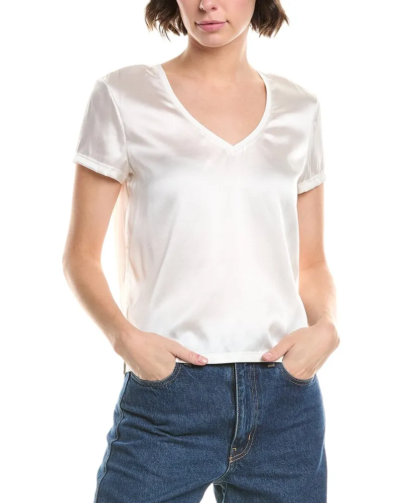 ATM Stretch Silk-Blend Top White