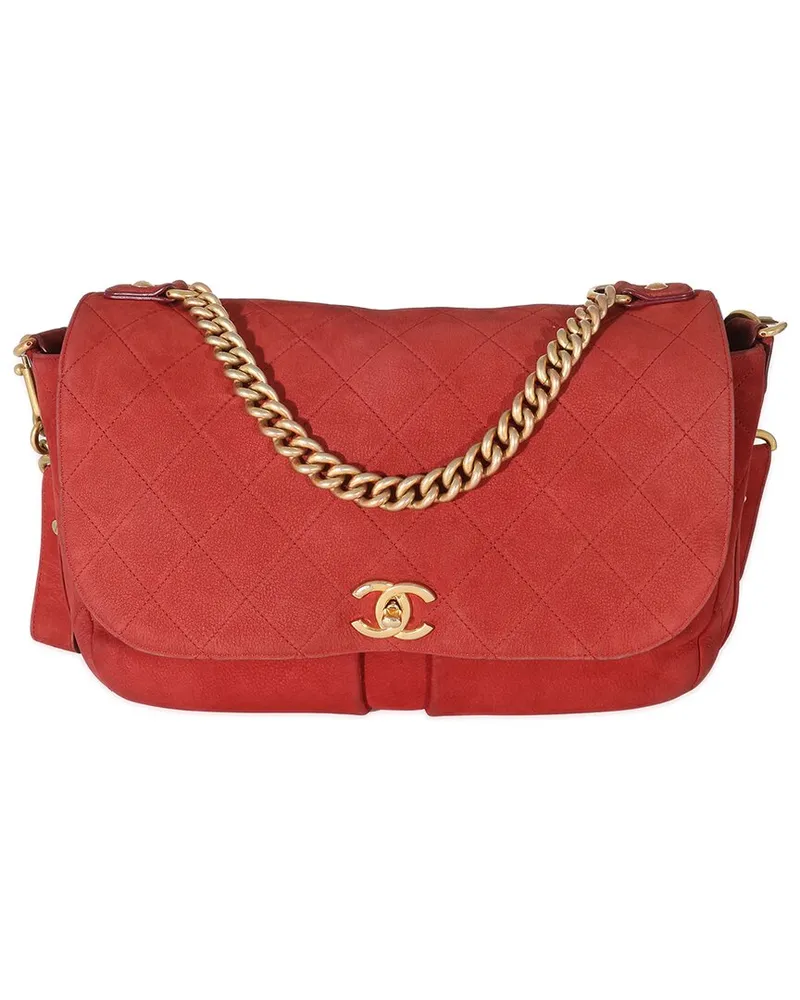 Chanel Red Suede Paris In Rome Messenger Bag (Authentic Pre-Loved Nocolor