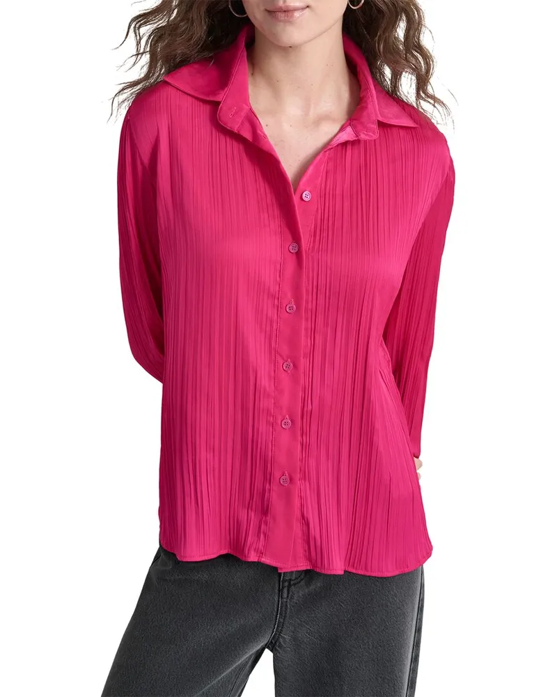 DKNY Pleated Satin Blouse Pink