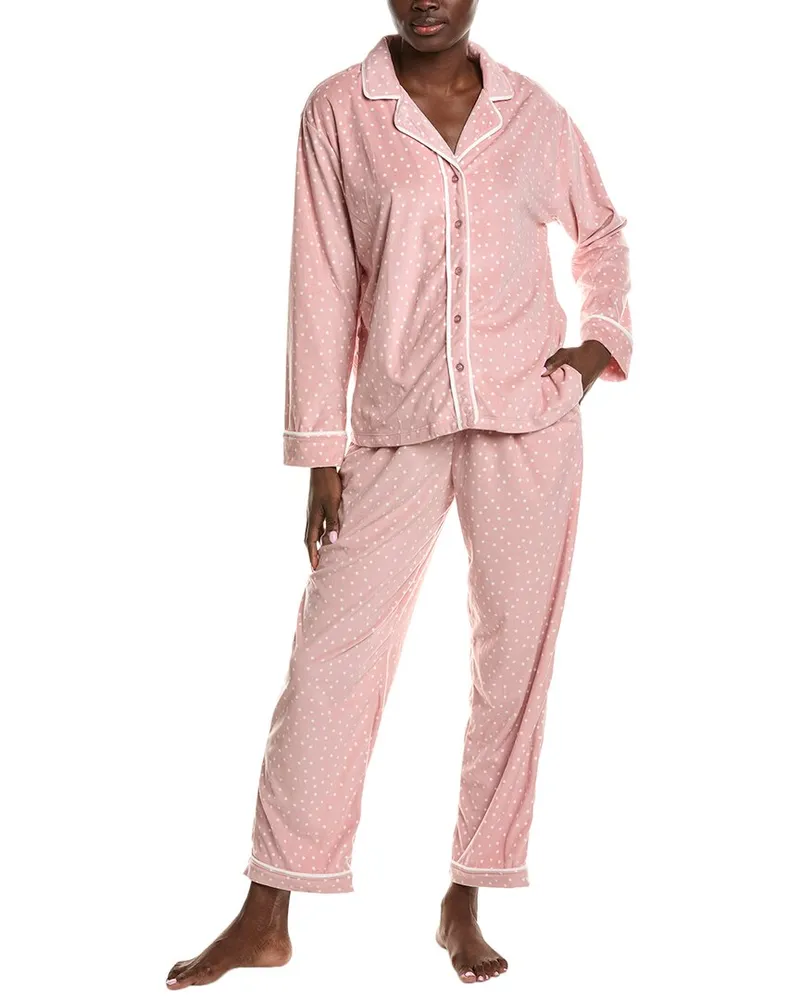 Anne Klein 2pc Shirt & Pant Pajama Set Pink