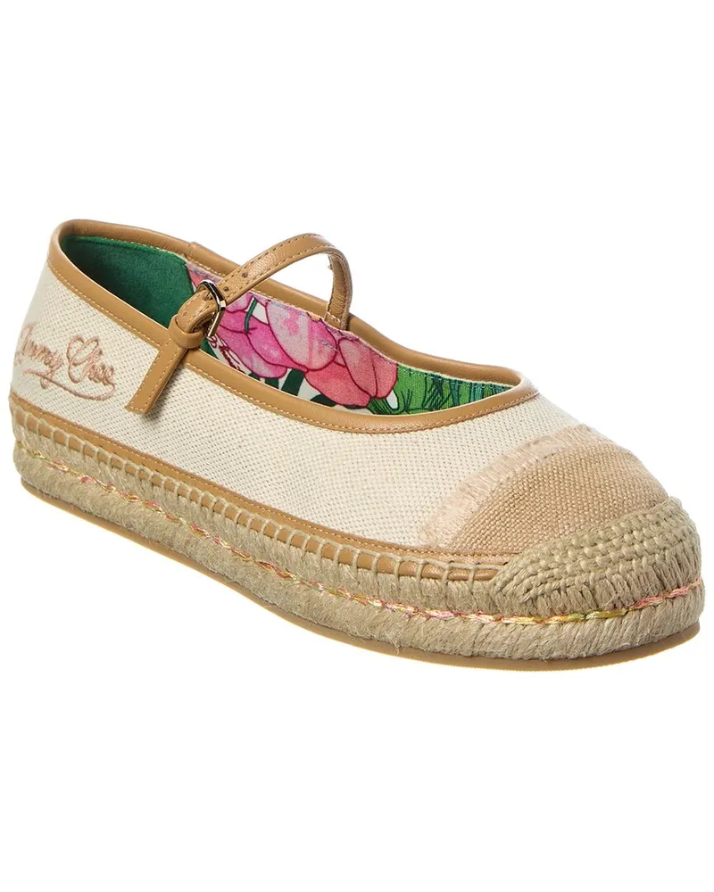 Jimmy Choo Aciel Canvas & Leather Espadrille Brown